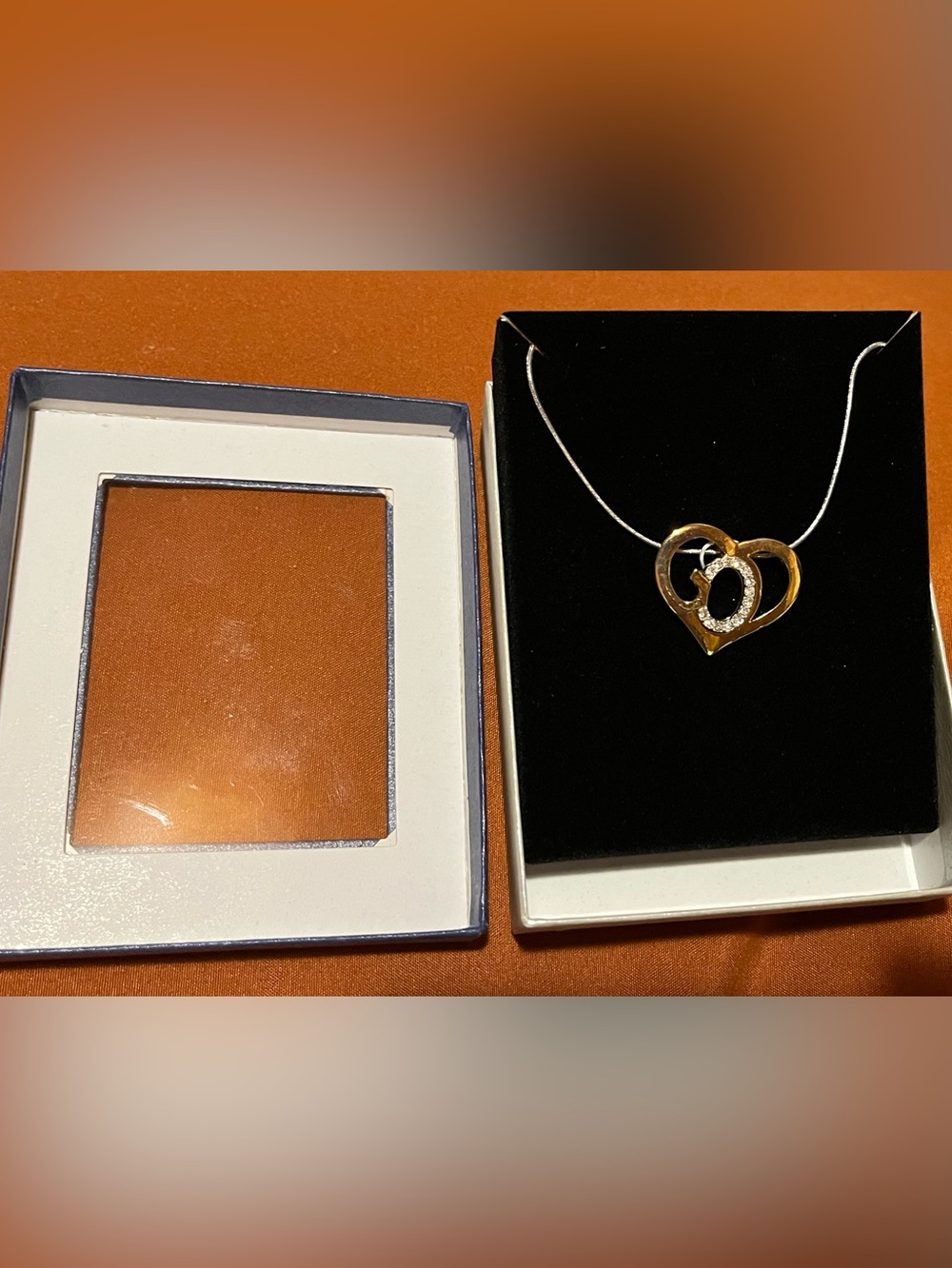 Gold Double-Heart Pendant Necklace with Clear Crystal Accents